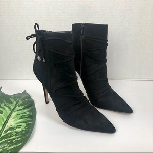 Black Aldo pointy toe booties w/ lace detailing